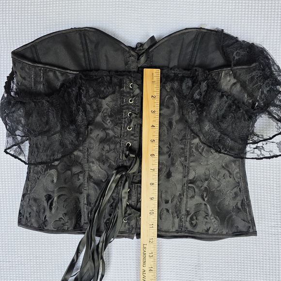Whimsigoth Corset Top XL Black Lace Gothic Steampunk Off-Shoulder Bustier - Picture 8 of 10
